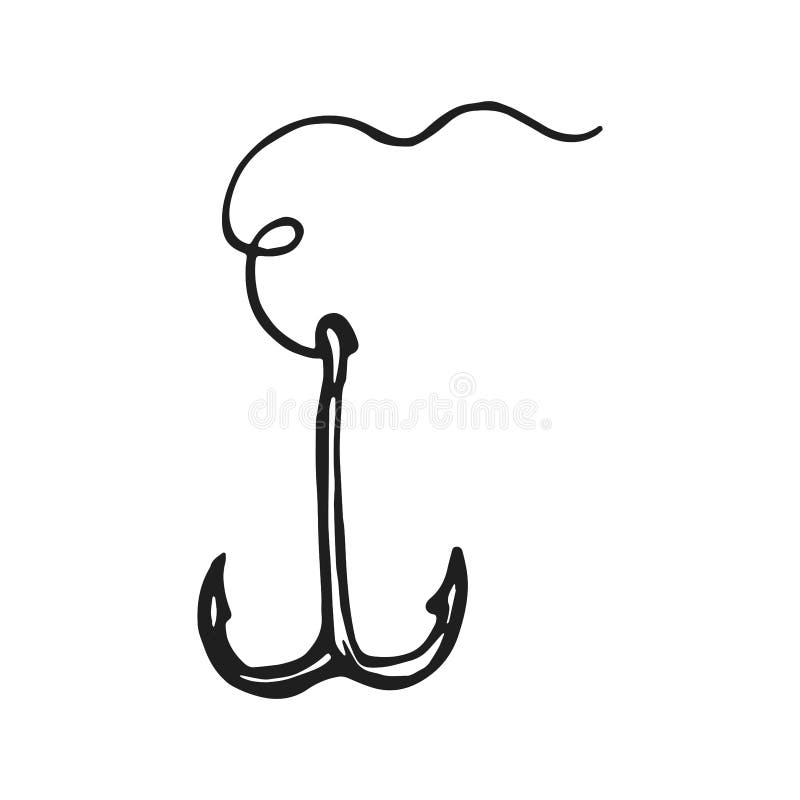 Hook Fishing Vector Sketch. Hand Drawing Stock Vector - Illustration of  symbol, vector: 116481825