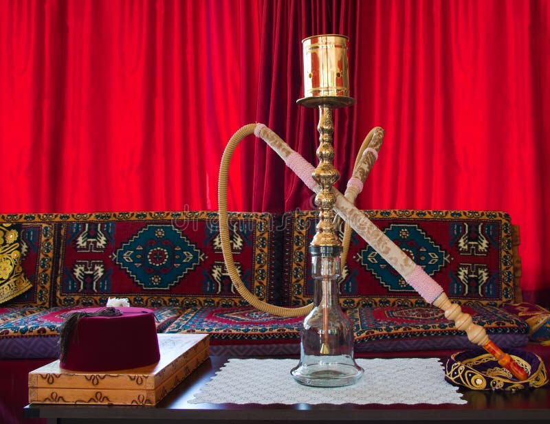 Hookah room with a hookah. Background for your design
