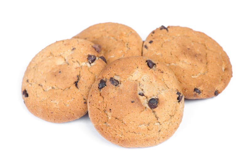 Hoop van havermeelkoekjes met chocoladeschilfer stock fotografie Hoop van havermeelkoekjes met chocoladeschilfer stock fotografie