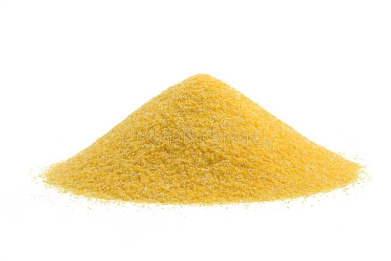 Heap of cornmeal isolated on white background. Heap of cornmeal isolated on white background