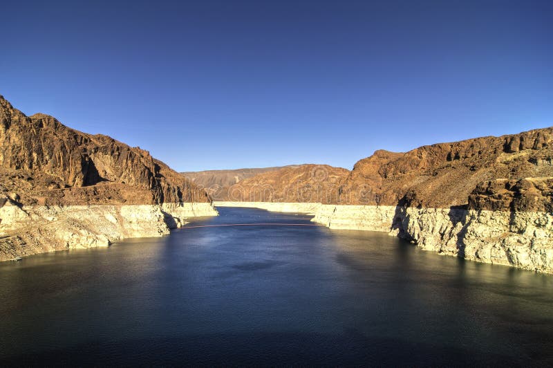 The Colorado River at the Hoover Dam. Hdr bridge stock images, royalty-free photos and pictures