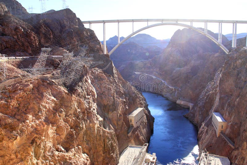 The Hoover Dam and the bridge in Nevada