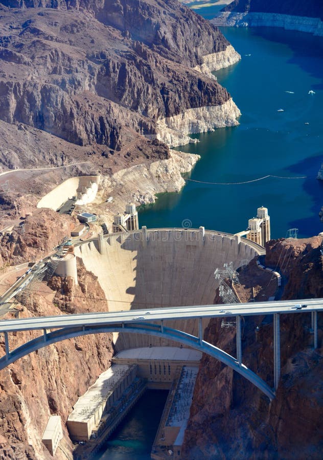 Hoover Dam from a helicopter. Hoover Dam from a helicopter