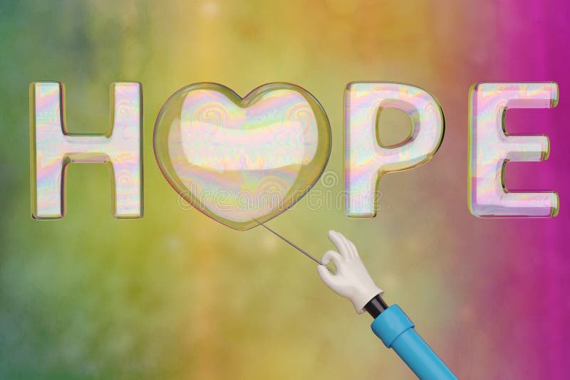 Hope Bubble on Colorful Background. 3D Illustration. Stock Illustration