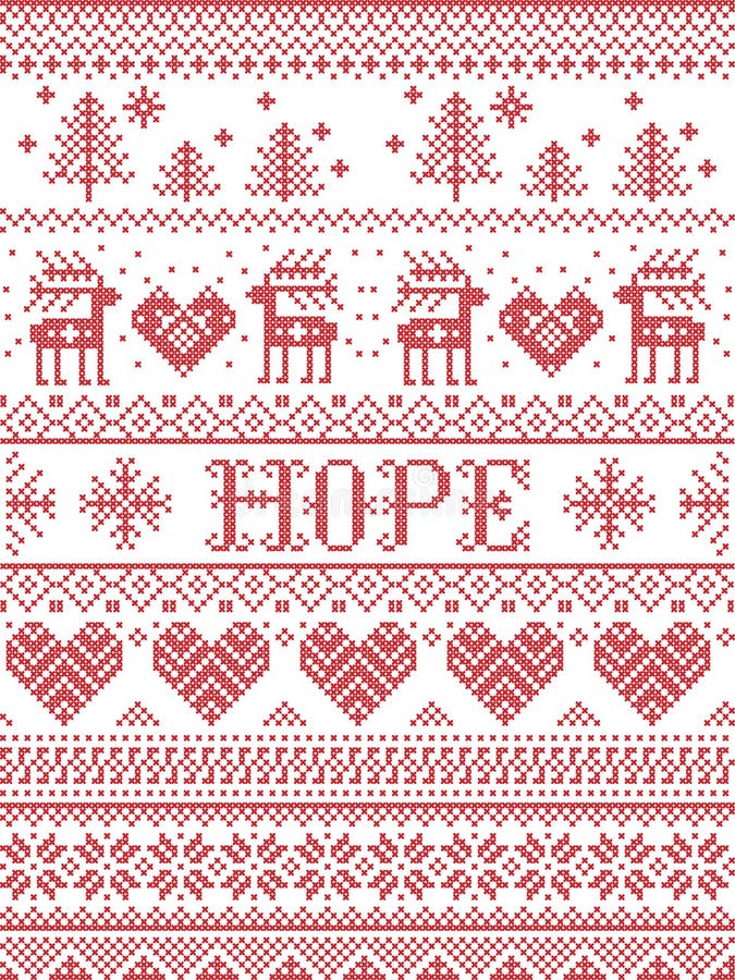 Hope Christmas Vector Pattern With Scandinavian Nordic Festive Winter