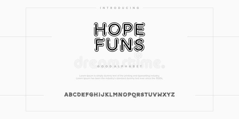 Hope Funs Modern minimal abstract alphabet fonts vector illustration royalty free illustration