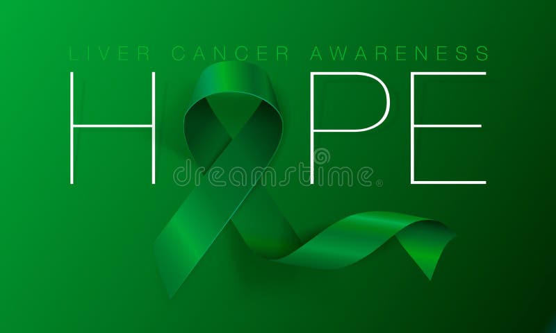 Vector green ribbon liver cancer awareness symbol