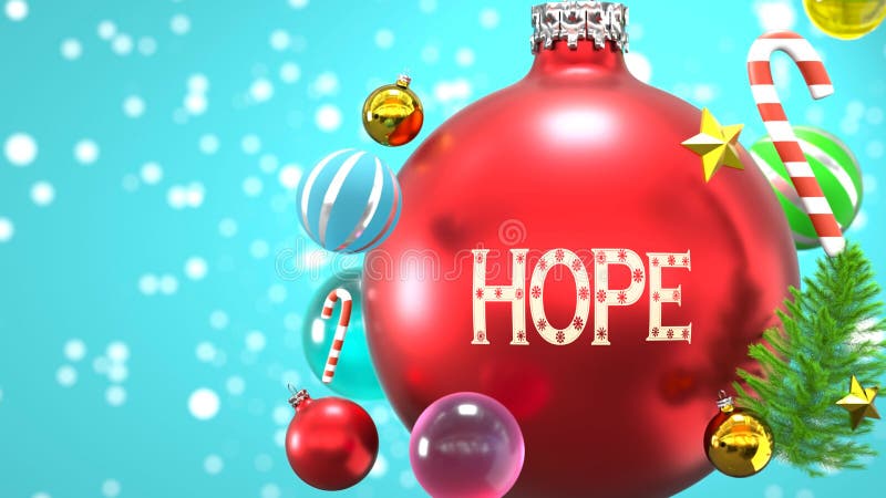Hope and Xmas, Pictured As Red and Golden, Luxury Christmas Ornament Balls with Word Hope To 
