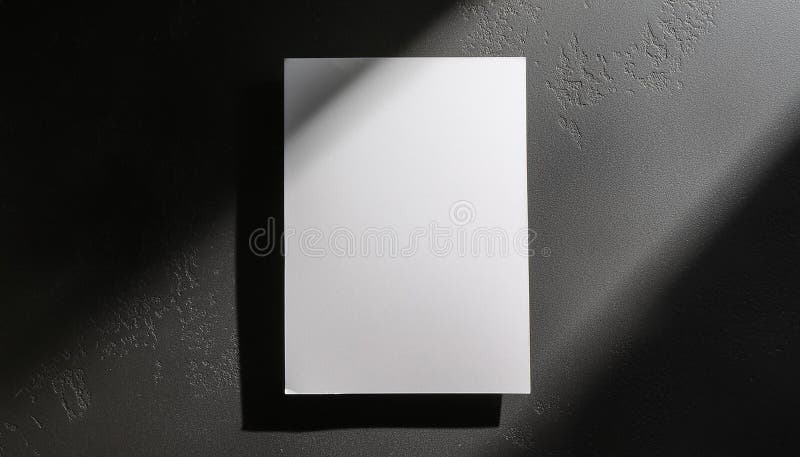 Hopsamling av vitt blankott papper på svart texturerad yta. vykortsmall. övervy. utrymme för text. platt bildpunkt för överordnad vy.