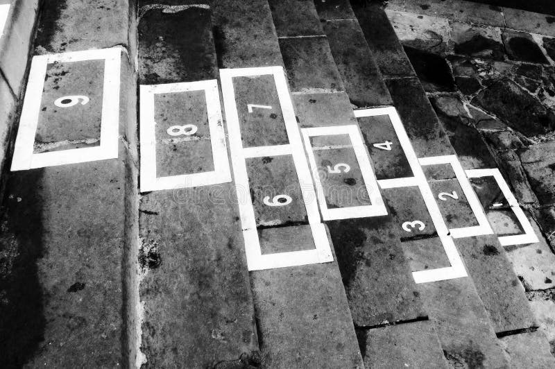 Hopscotch childhood game stock photography