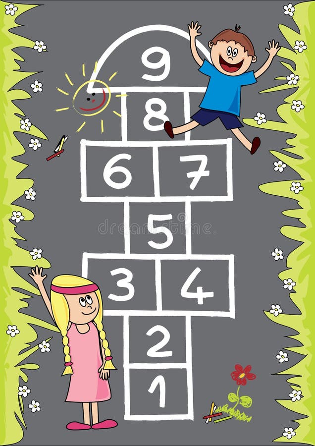 Hopscotch vektor illustrationer