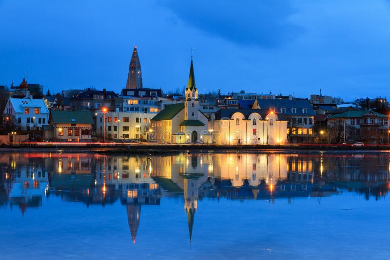 Hora azul Reiquiavique fotografia de stock