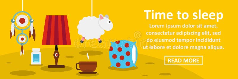 Hora de dormir concepto horizontal de la bandera stock de ilustración Hora de dormir concepto horizontal de la bandera stock de ilustración