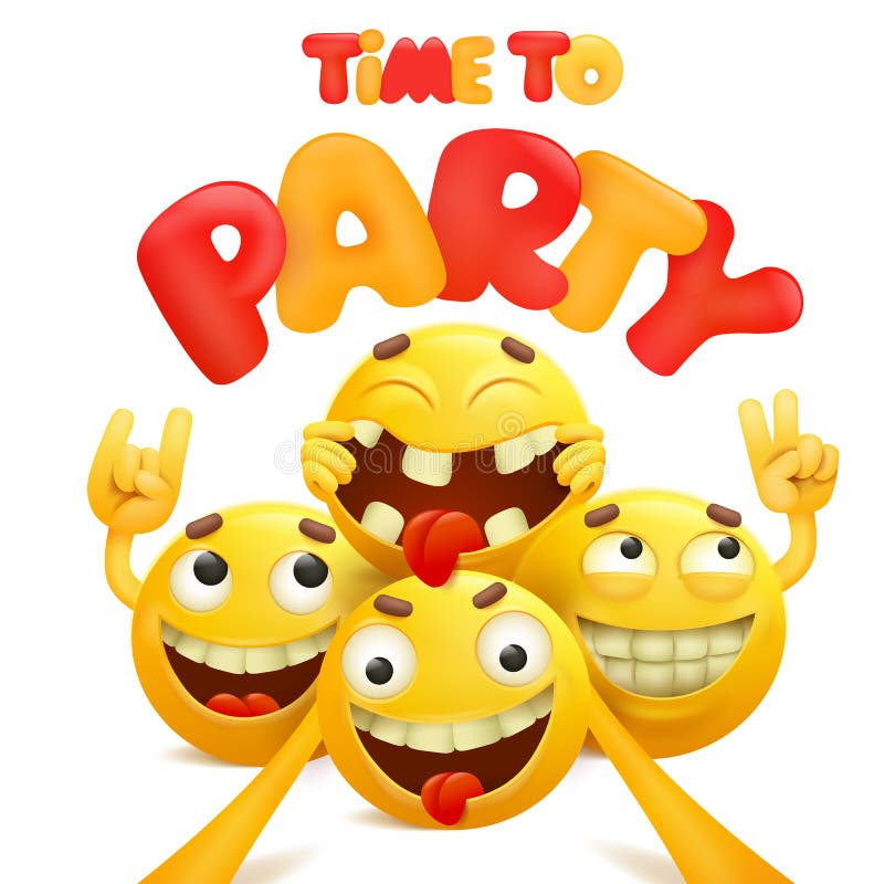 Hora De Ir De Fiesta La Tarjeta Con El Grupo De Personajes De Dibujos Animados Amarillos Del Emoji Stock de ilustración - Ilustración de fondo, alegre: 121351128 Hora De Ir De Fiesta La Tarjeta Con El Grupo De Personajes De Dibujos Animados Amarillos Del Emoji Stock de ilustración - Ilustración de fondo, alegre: 121351128