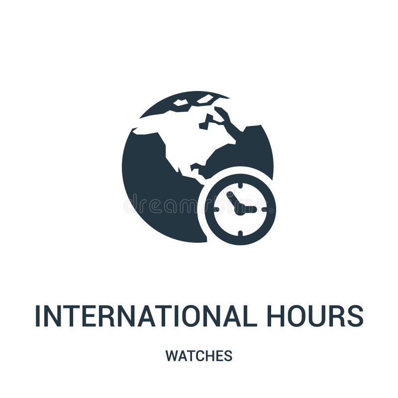 horas internacionales del símbolo de vector del icono de la colección de relojes Línea fina vector internacional del icono del es ilustración del vector horas internacionales del símbolo de vector del icono de la colección de relojes Línea fina vector internacional del icono del es ilustración del vector