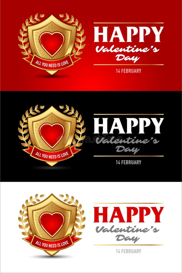 Horisontallycklig uppsättning för kort för hälsning för dag för valentin` s på röd och vit bakgrund för svart, isolerad illustrat vektor illustrationer Horisontallycklig uppsättning för kort för hälsning för dag för valentin` s på röd och vit bakgrund för svart, isolerad illustrat vektor illustrationer