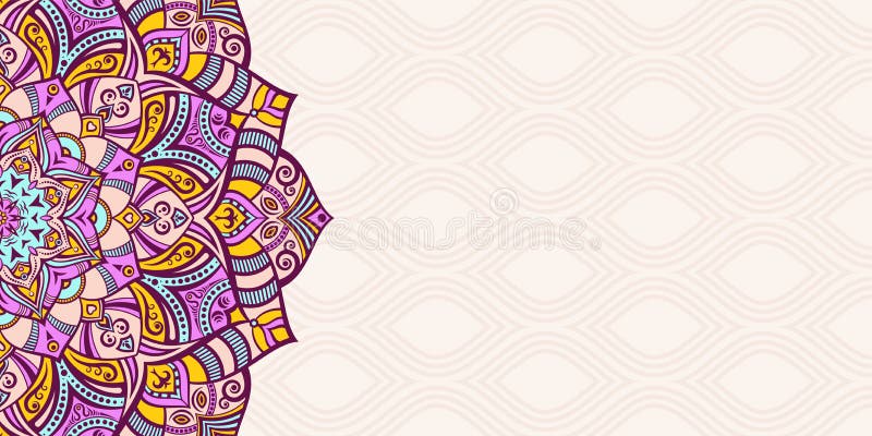 Horisontell mandalabanner. dekorativ Mandalbakgrund. färgstark abstrakt grafik