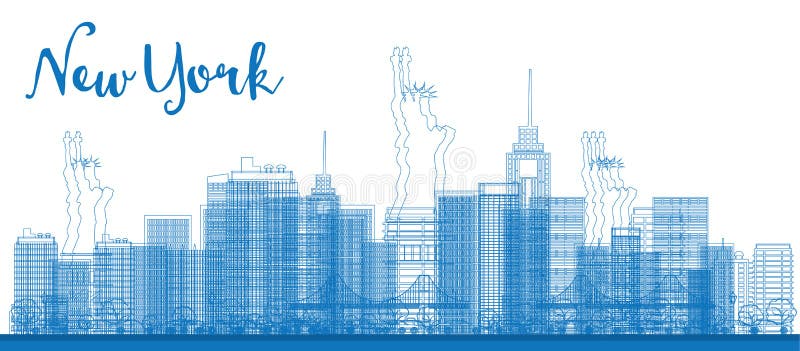 Horizon abstrait de New York City d'ensemble avec des gratte-ciel illustration stock Horizon abstrait de New York City d'ensemble avec des gratte-ciel illustration stock