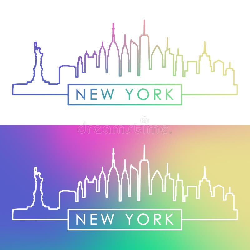 Horizon de New York Style linéaire coloré illustration libre de droits Horizon de New York Style linéaire coloré illustration libre de droits
