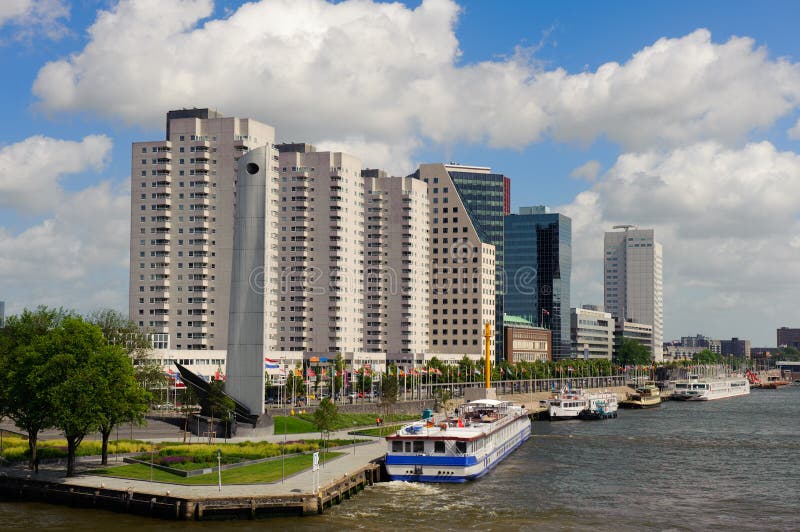 Rotterdam skyline and the meuse river the Netherlands, Europe. Rotterdam skyline and the meuse river the Netherlands, Europe