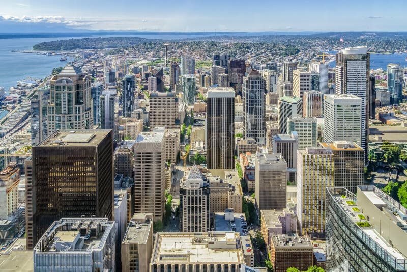 Horizon de Seattle, vue aérienne de secteur du centre photo libre de droits Horizon de Seattle, vue aérienne de secteur du centre photo libre de droits