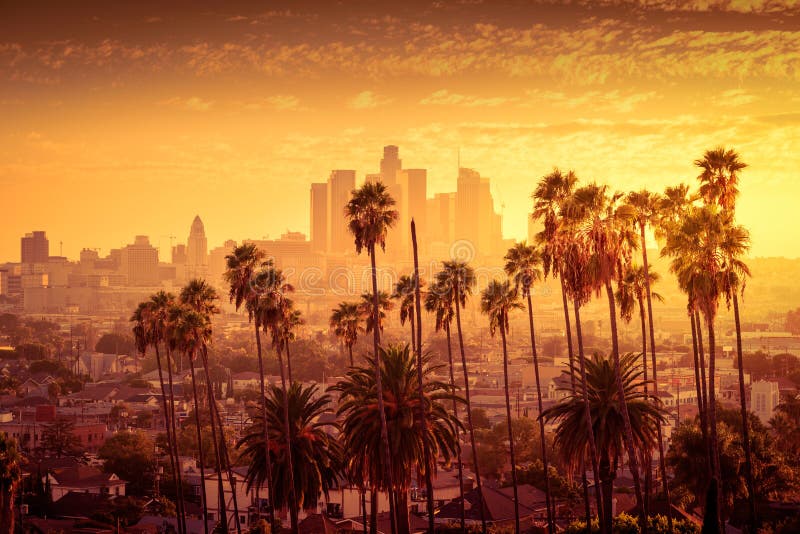 Horizon de van de binnenstad van Los Angeles