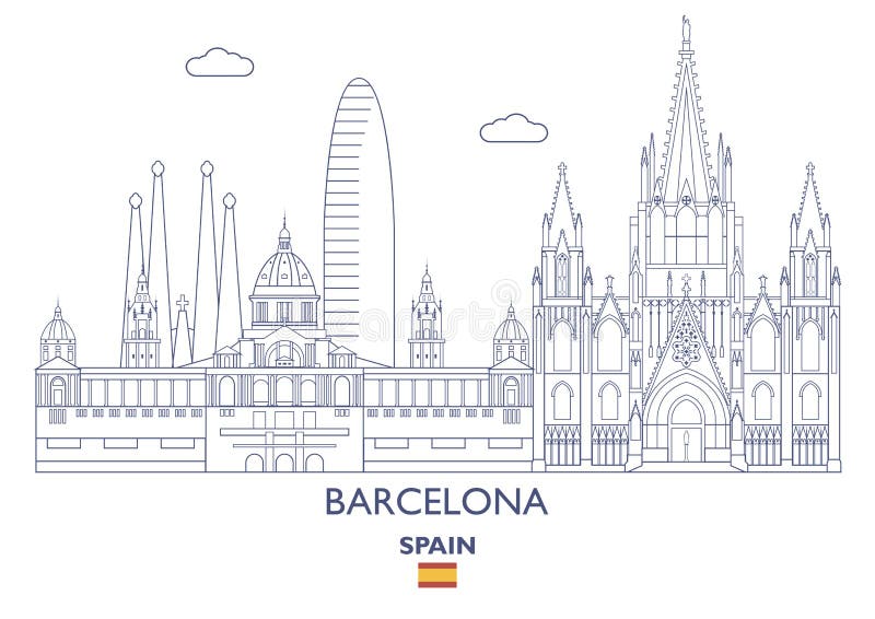 Horizon de ville de Barcelone, Espagne illustration de vecteur Horizon de ville de Barcelone, Espagne illustration de vecteur