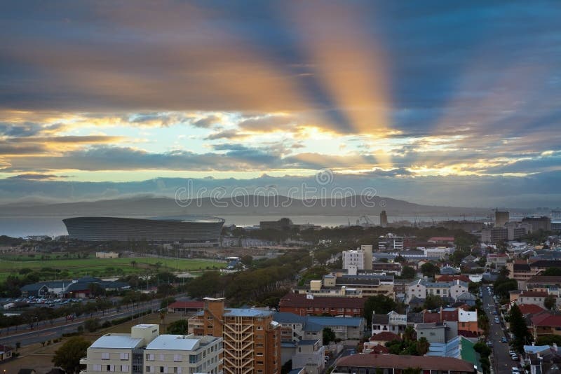 Horizon urbain de ville, Cape Town, Afrique du Sud. photo stock Horizon urbain de ville, Cape Town, Afrique du Sud. photo stock