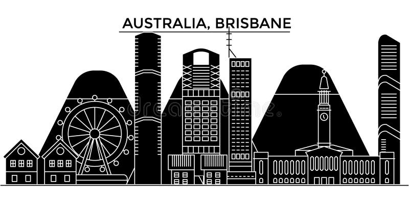 Horizon van de de architectuur isoleerde de vectorstad van Australië, Brisbane, reiscityscape met oriëntatiepunten, gebouwen, gez vector illustratie Horizon van de de architectuur isoleerde de vectorstad van Australië, Brisbane, reiscityscape met oriëntatiepunten, gebouwen, gez vector illustratie