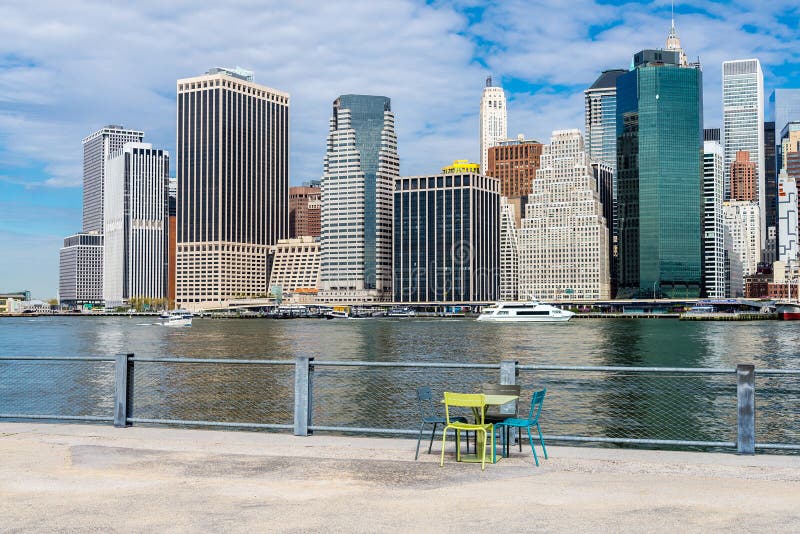 Horizon van Lower Manhattan van Brooklyn, New York royalty-vrije stock foto Horizon van Lower Manhattan van Brooklyn, New York royalty-vrije stock foto