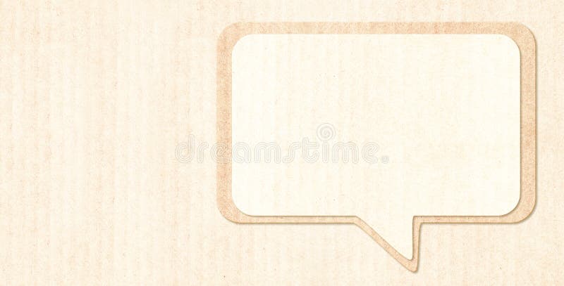 Horizontal background with empty comic speech bubble from recycled carton material. Eco-friendly concept royalty free stock photo