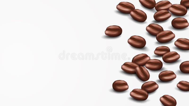 Horizontal banner background with spilled coffee beans vector illustration