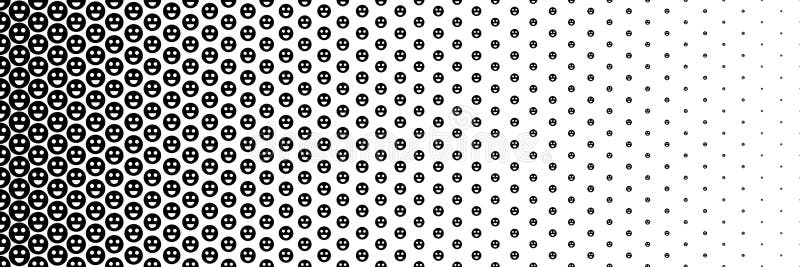 Horizontal black halftone of happy and smile face design for pattern and background