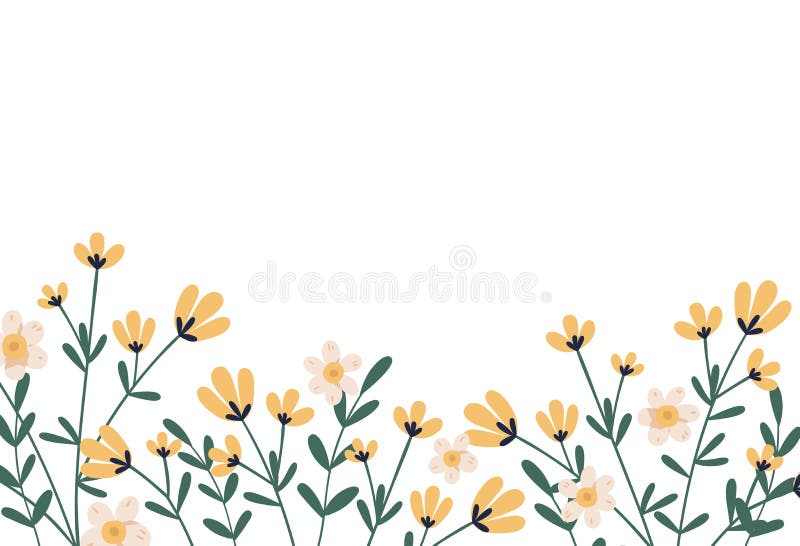 Vecteur Stock Seamless cute flower border isolated on white