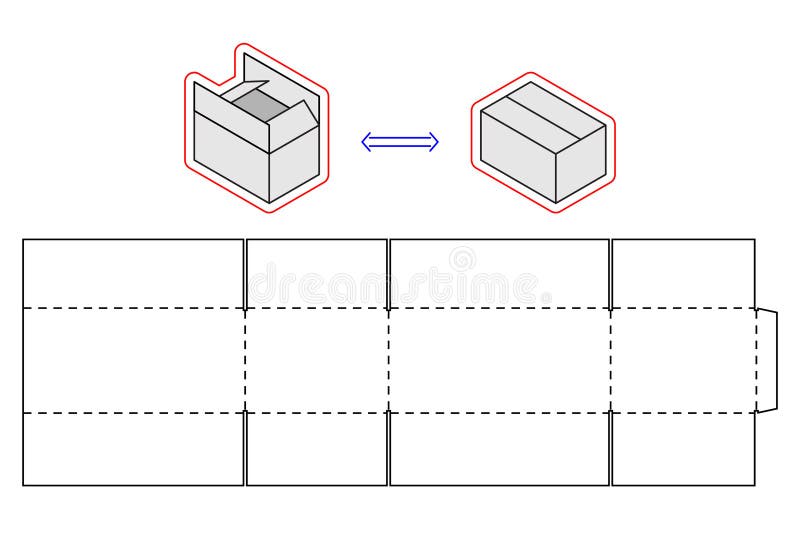 Horizontal Box Template Vector Packing Simple Cardboard Cut Stock