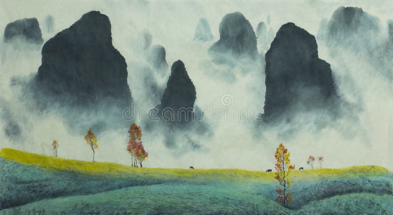 Horizontal chinois de montagne illustration stock Horizontal chinois de montagne illustration stock