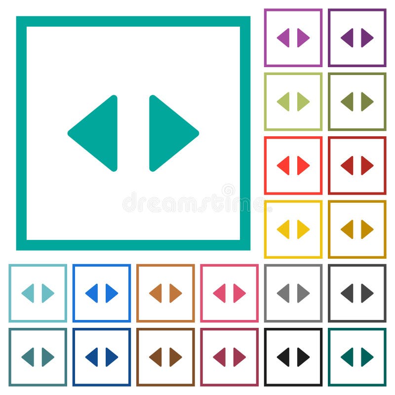 Horizontal control arrows flat color icons with quadrant frames royalty free illustration