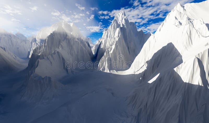 3d computer generated landscape of icy mountains. 3d computer generated landscape of icy mountains