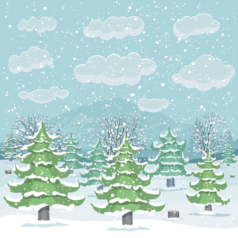Horizontal de l'hiver avec la forêt illustration stock