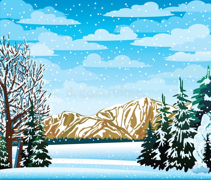 Horizontal de l'hiver avec les arbres figés illustration libre de droits