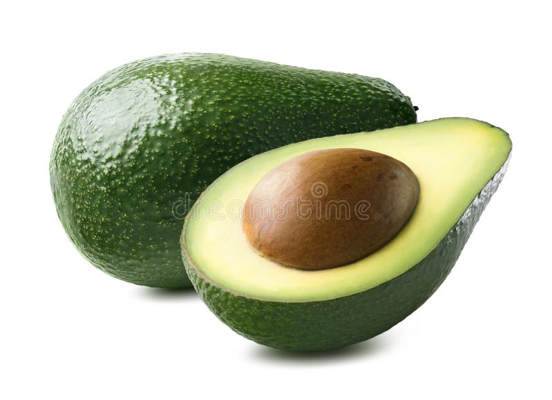 Abacate horizontal isolado sobre fundo branco imagens de stock royalty free