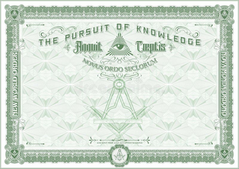 Horizontal Masonic Certificate green royalty free illustration