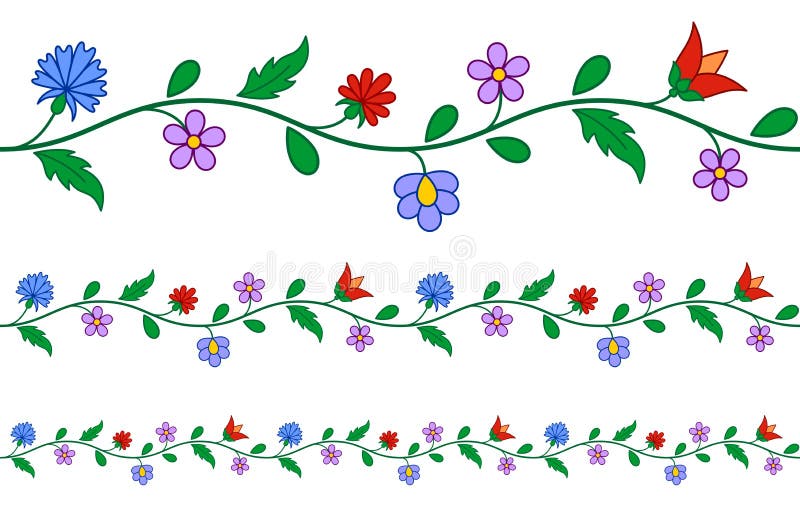 Horizontal nahtloses ungarisches Stickereimuster stock abbildung Horizontal nahtloses ungarisches Stickereimuster stock abbildung