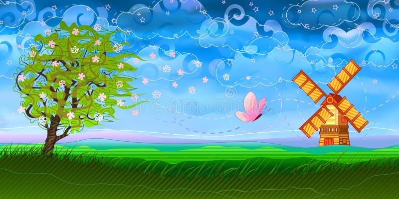 Horizontal pastoral coloré illustration stock Horizontal pastoral coloré illustration stock