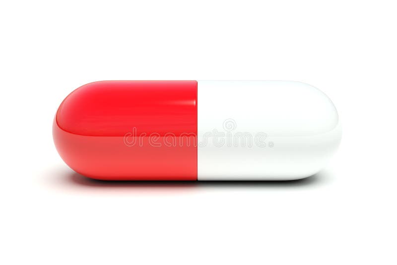 Horizontal red-white pill close up