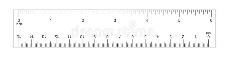 Horizontal Ruler with 6 Inch and 15 Centimeter Scale. Measuring Chart ...