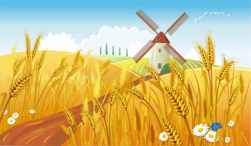 Horizontal rural avec le moulin à vent