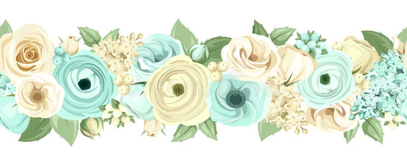 Horizontal Seamless Background with Blue and White Flowers. Vector Illustration. Stock Illustration - Illustration of flower, continuous: 56555881 Horizontal Seamless Background with Blue and White Flowers. Vector Illustration. Stock Illustration - Illustration of flower, continuous: 56555881