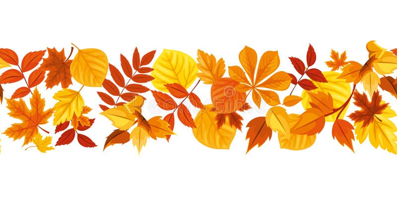 Horizontal Seamless Background with Colorful Autumn Leaves. Vector ...