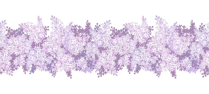 Horizontal seamless background with lilac flowers. Vector.